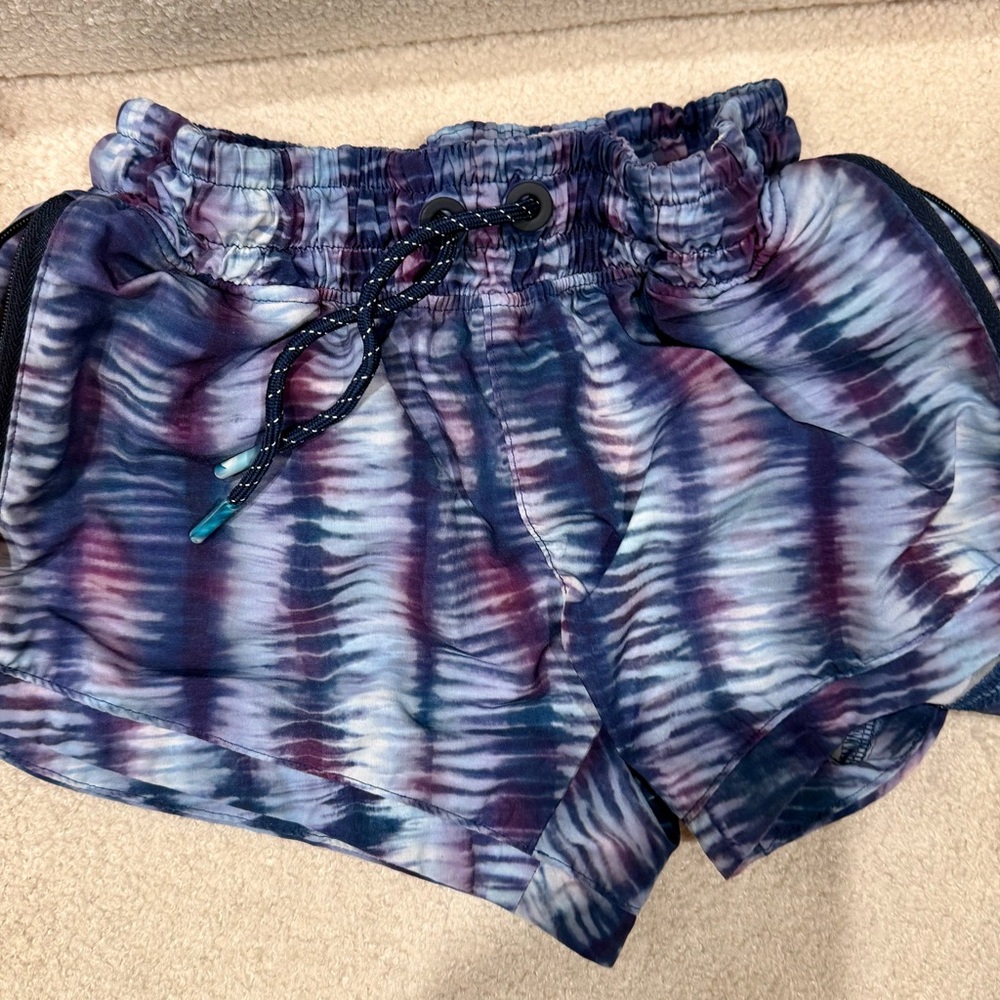 Athleta Blue and Purple Tie-Dye Athletic Shorts